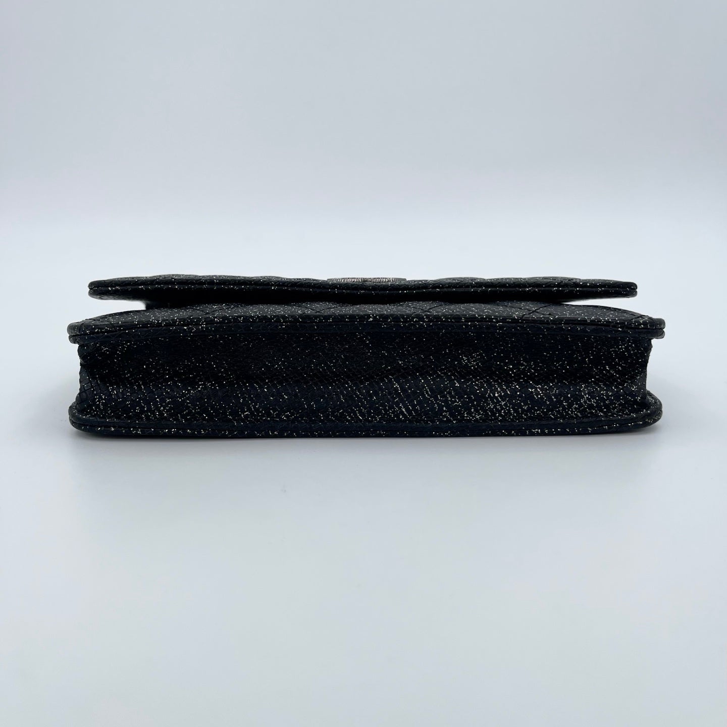 Chanel WOC Black Caviar Leather Glitter CC Chain Wallet  [Used]