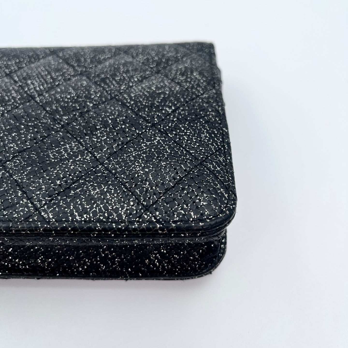 Chanel WOC Black Caviar Leather Glitter CC Chain Wallet  [Used]