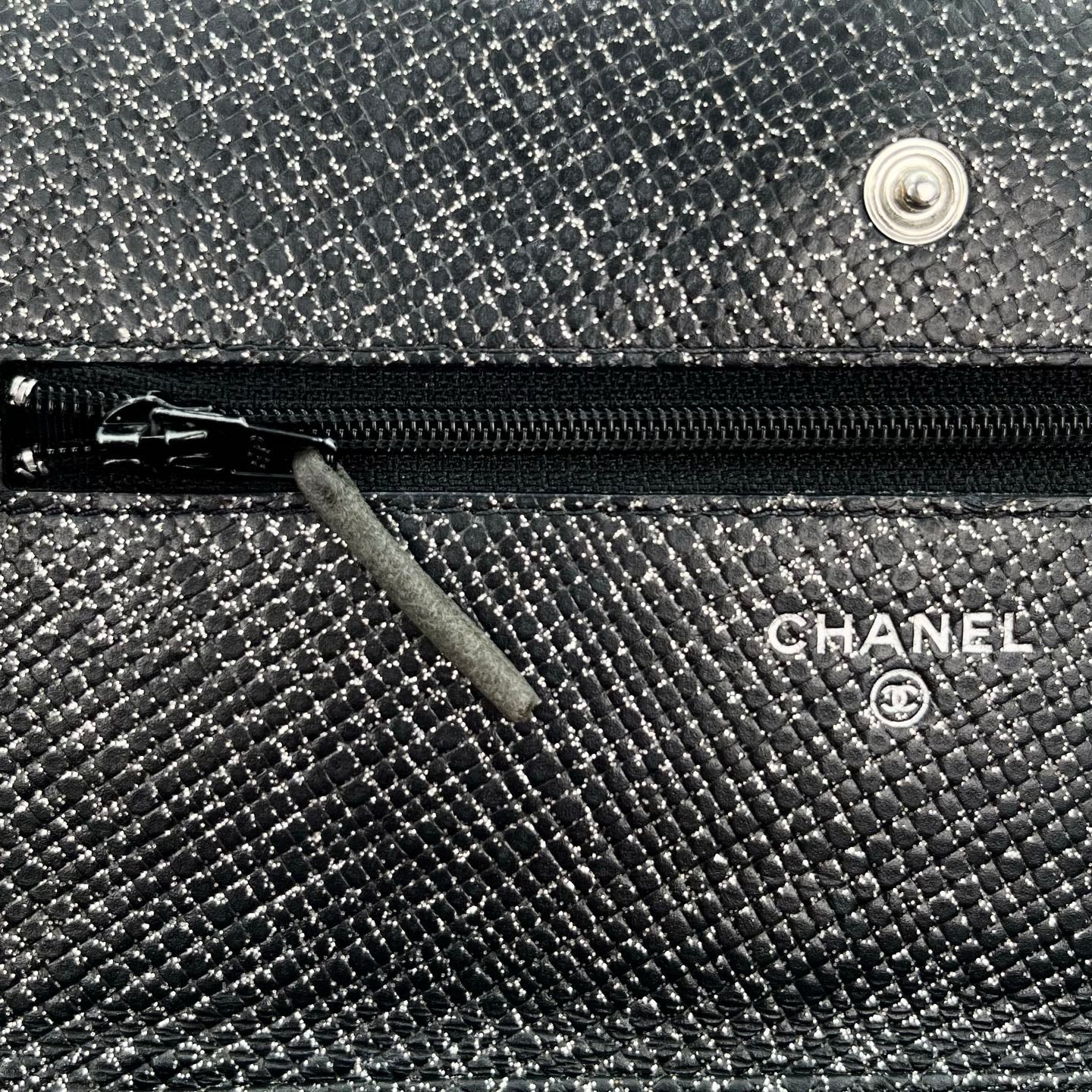 Chanel WOC Black Caviar Leather Glitter CC Chain Wallet  [Used]