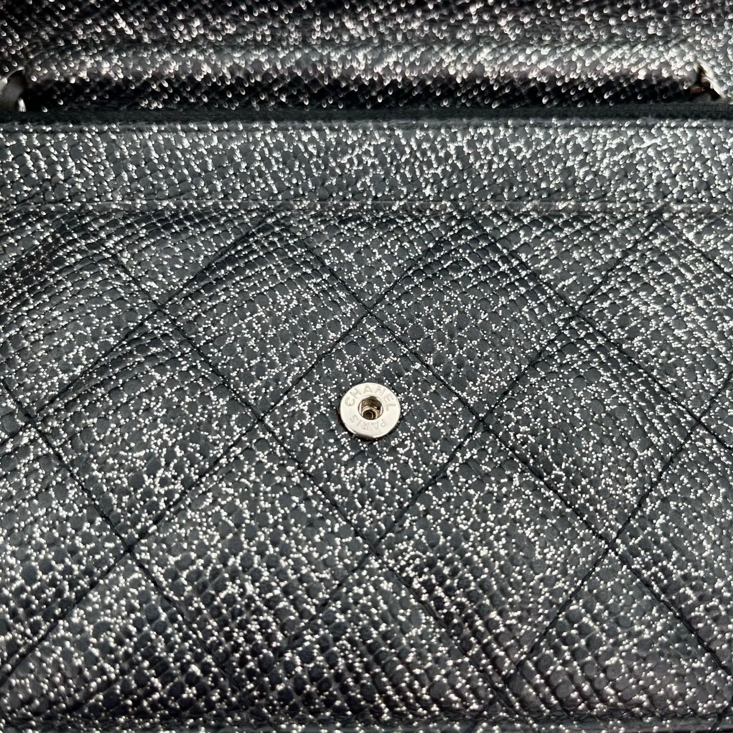 Chanel WOC Black Caviar Leather Glitter CC Chain Wallet  [Used]