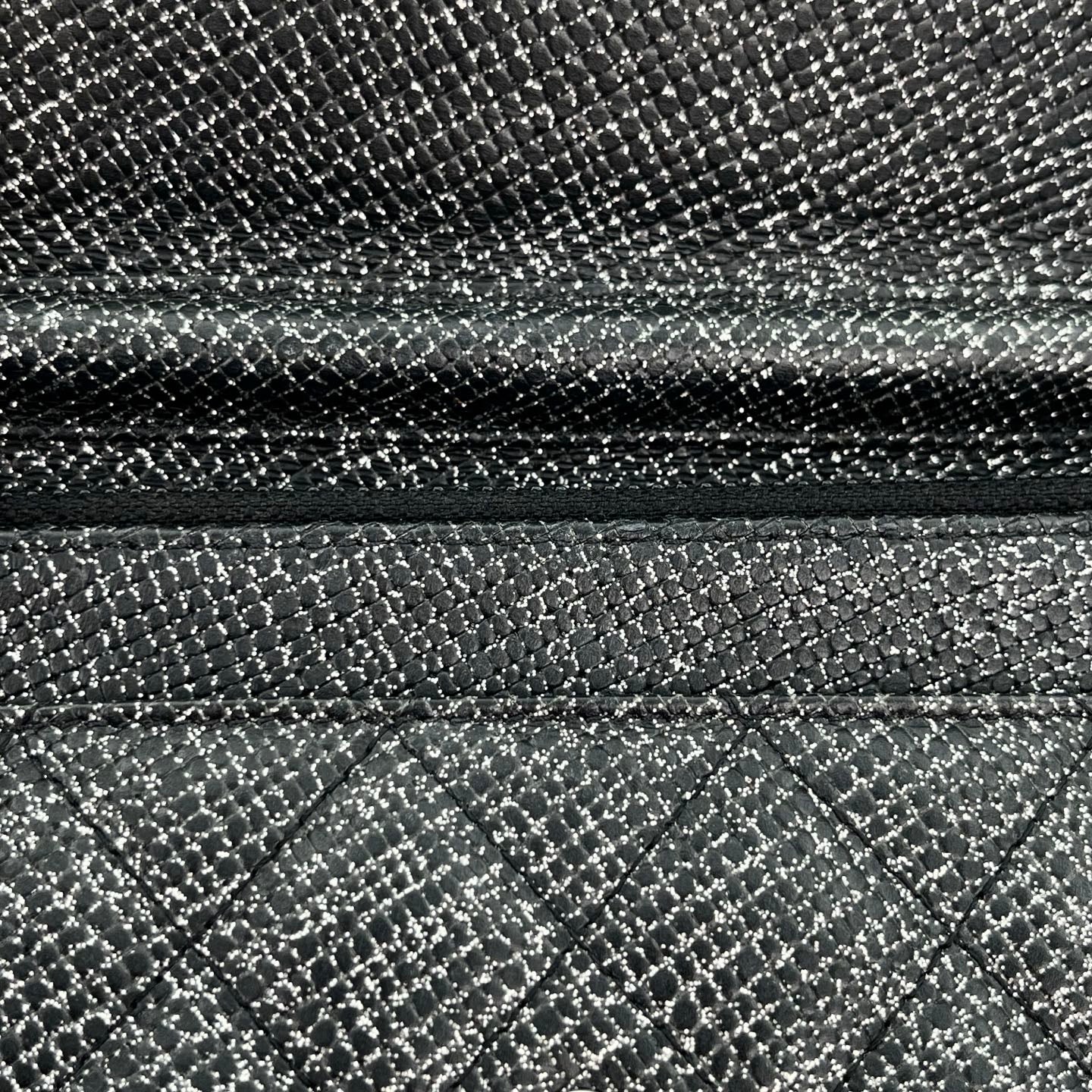 Chanel WOC Black Caviar Leather Glitter CC Chain Wallet  [Used]