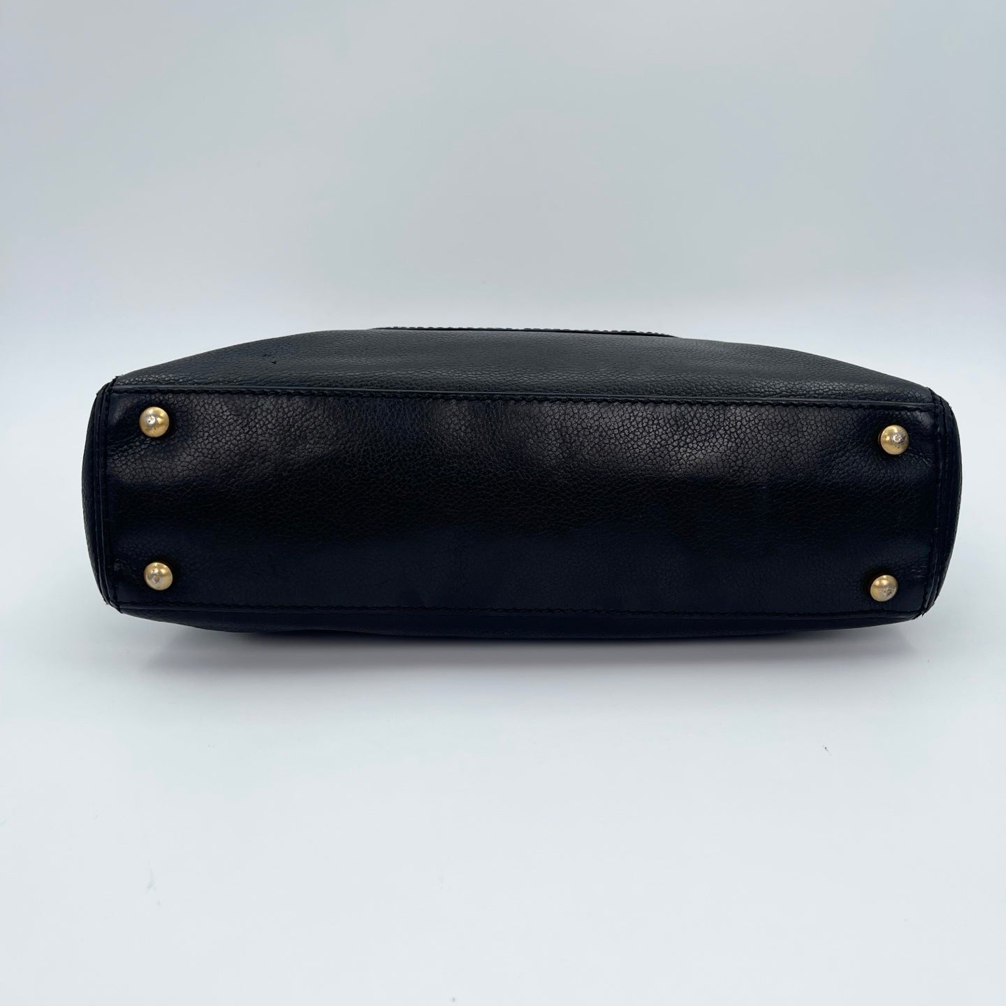 Chanel CC Logo Black Leather Chain Tote Bag Gold Hardware [Used]