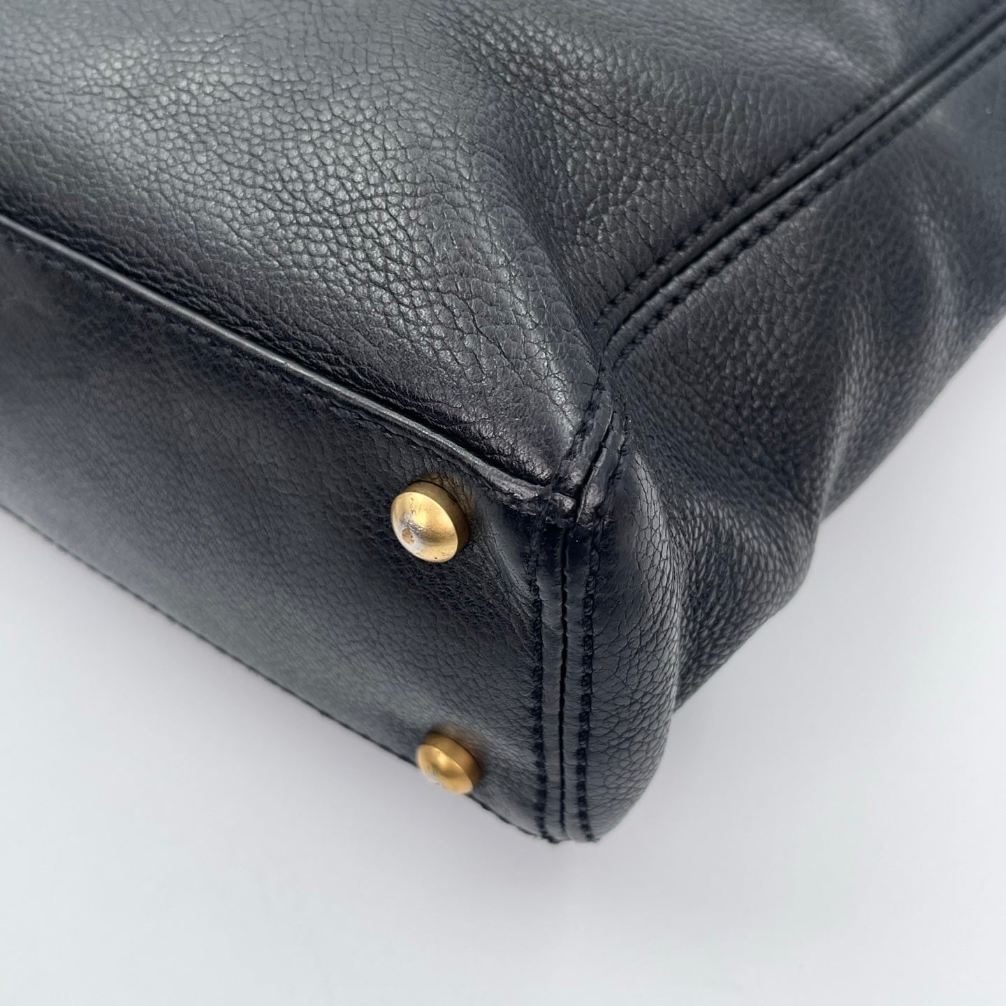 Chanel CC Logo Black Leather Chain Tote Bag Gold Hardware [Used]