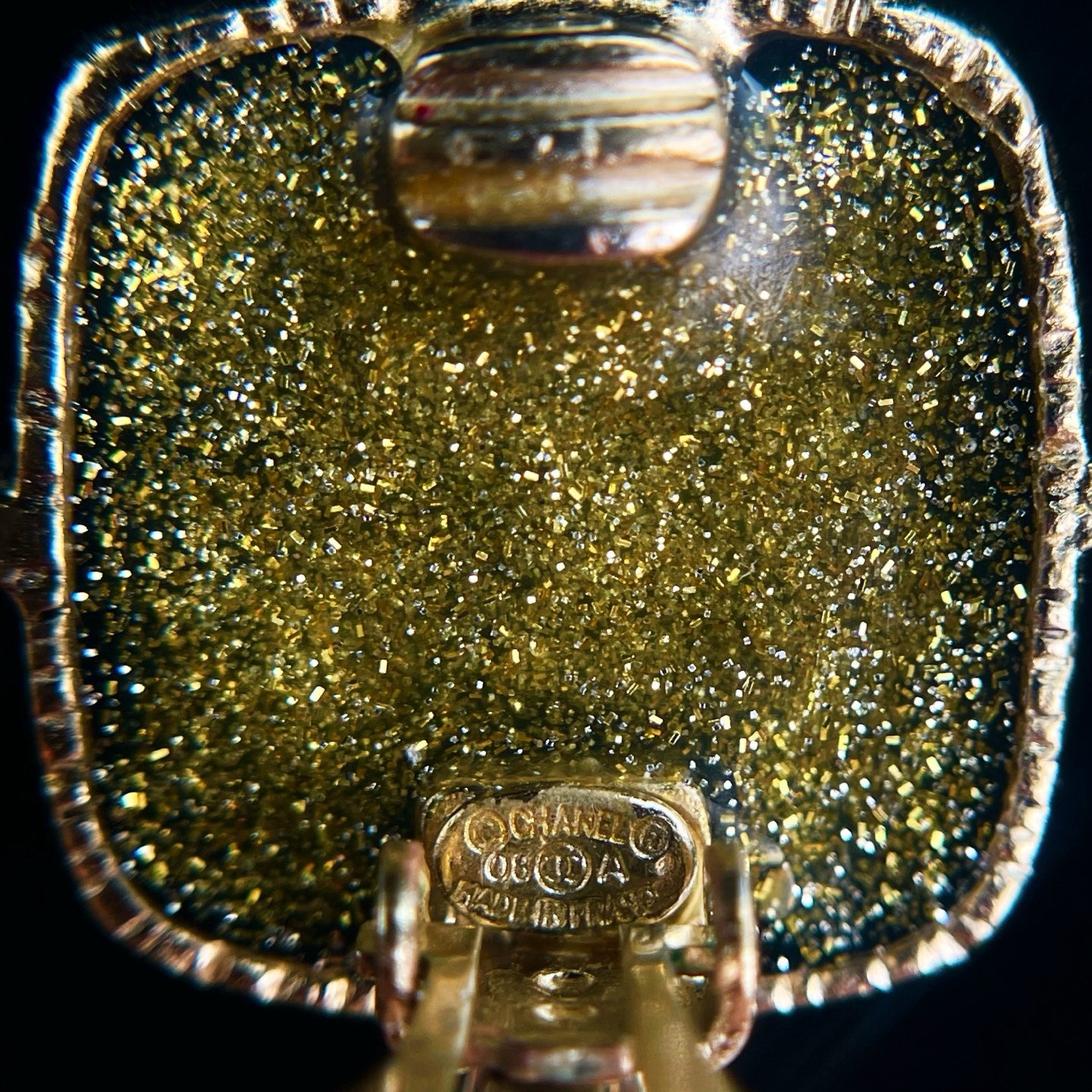 Chanel CC Black Enamel Pearl Drop Clip-On Earrings Gold-Tone [Used]