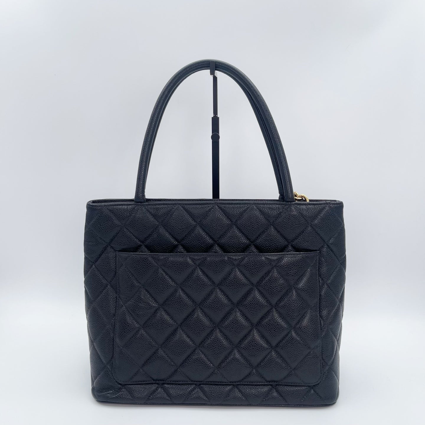 Chanel CC Black Caviar Leather “Hilton” Tote Bag Gold-Tone  [Used]