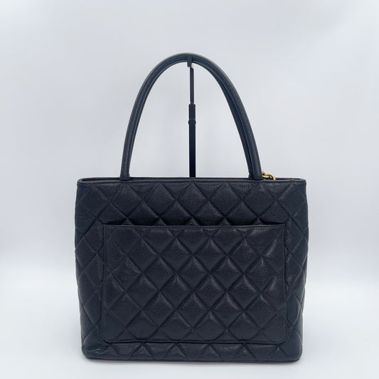 Chanel CC Black Caviar Leather “Hilton” Tote Bag Gold-Tone  [Used]