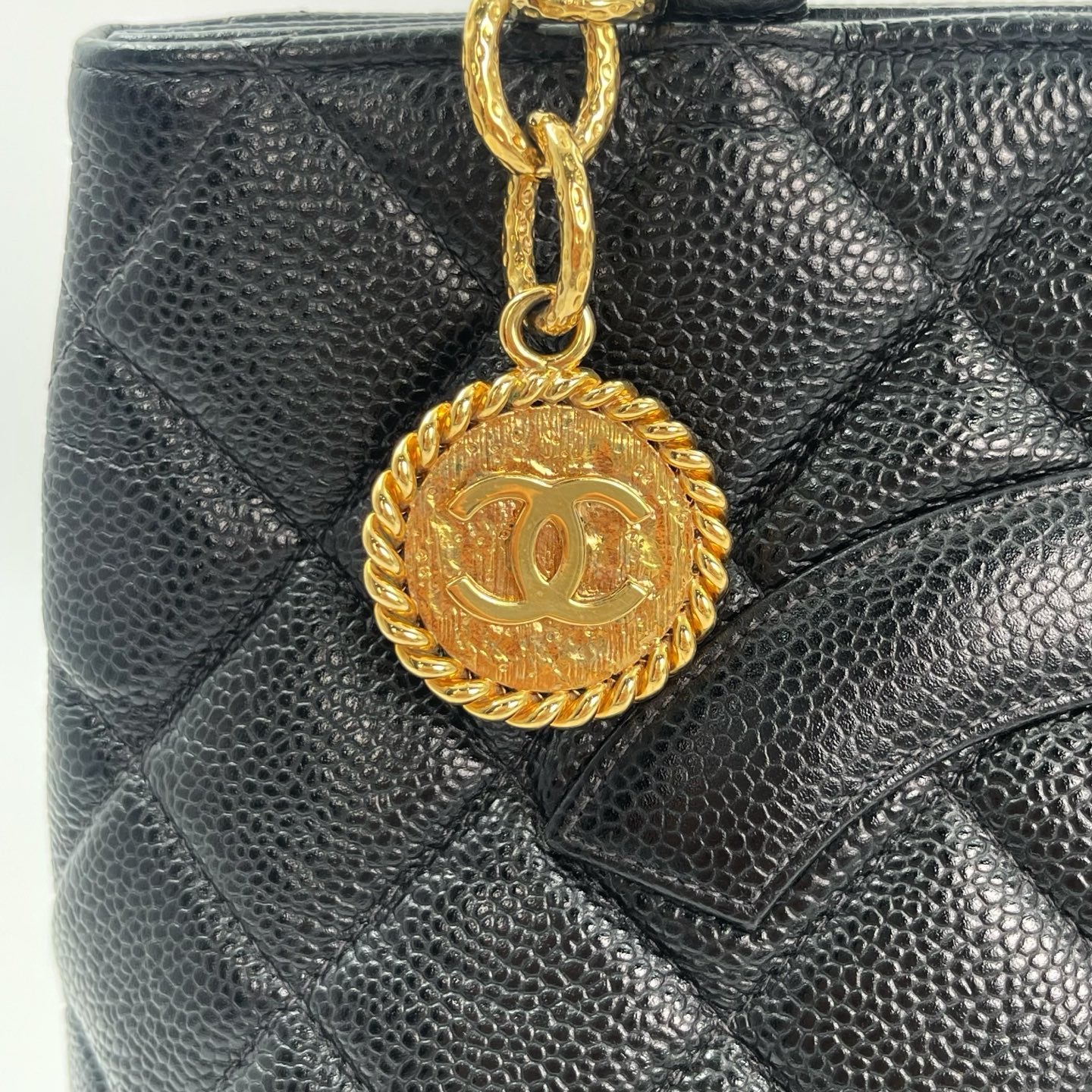 Chanel CC Black Caviar Leather “Hilton” Tote Bag Gold-Tone  [Used]