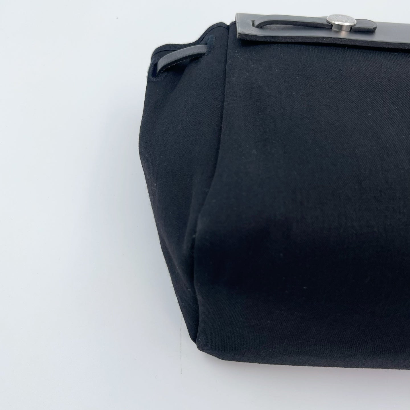 Hermès Herbag Cabas Black / Dark Blue Canvas × Leather Tote Bag Palladium  [Used]