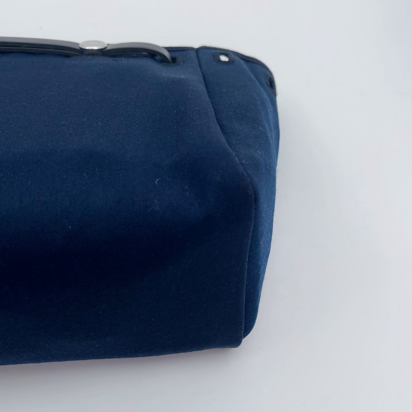 Hermès Herbag Cabas Black / Dark Blue Canvas × Leather Tote Bag Palladium  [Used]