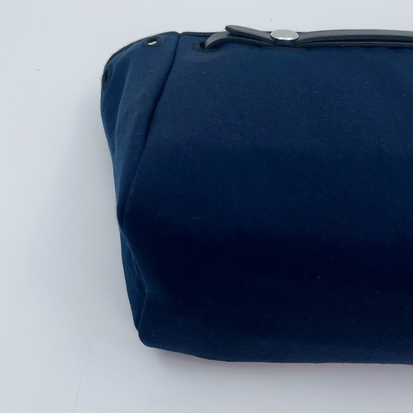 Hermès Herbag Cabas Black / Dark Blue Canvas × Leather Tote Bag Palladium  [Used]