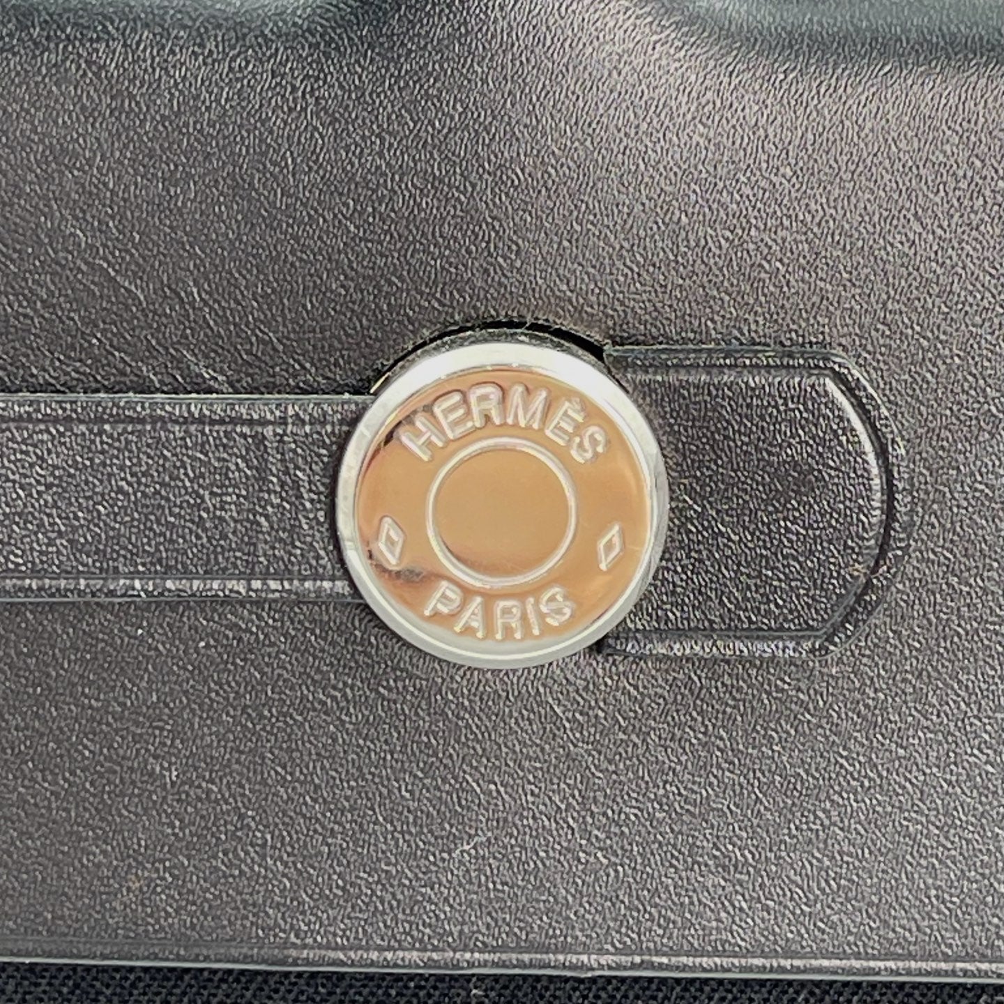 Hermès Herbag Cabas Black / Dark Blue Canvas × Leather Tote Bag Palladium  [Used]