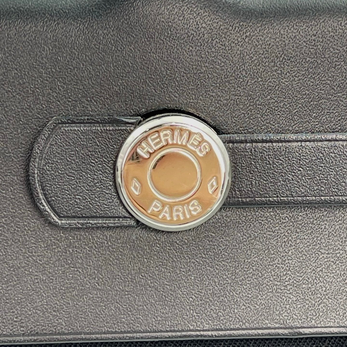 Hermès Herbag Cabas Black / Dark Blue Canvas × Leather Tote Bag Palladium  [Used]