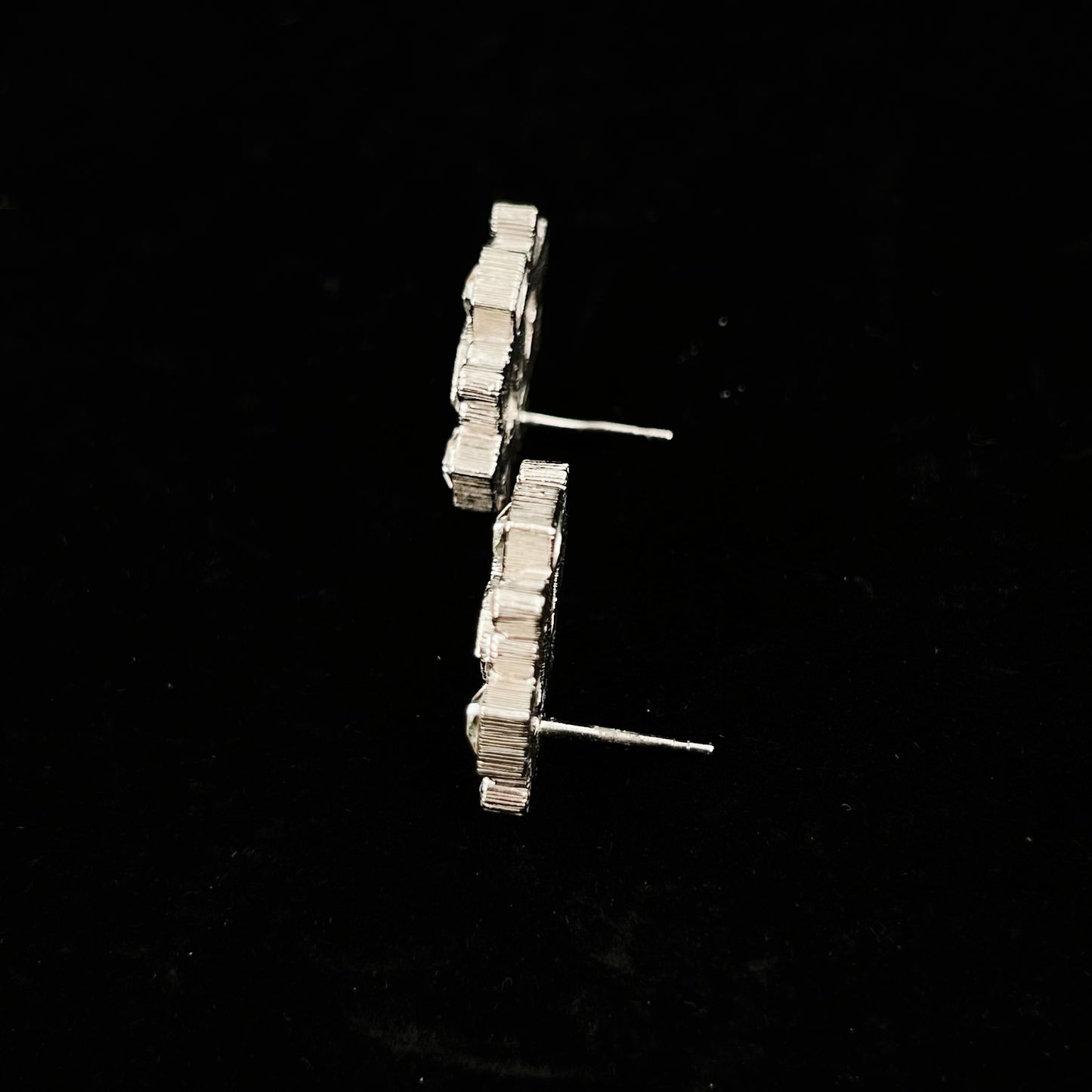 Chanel CC Silver Crystal Stud Earrings B16V [Used]