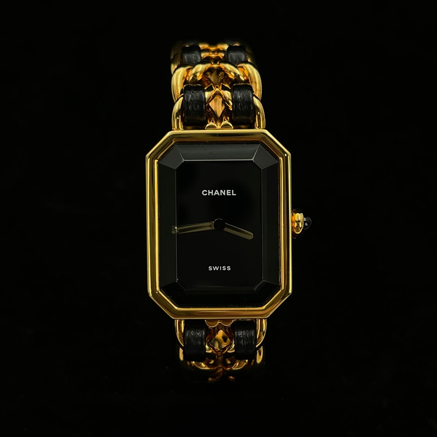 Chanel Premiere Black Dial Gold Chain Watch S Size [Used]