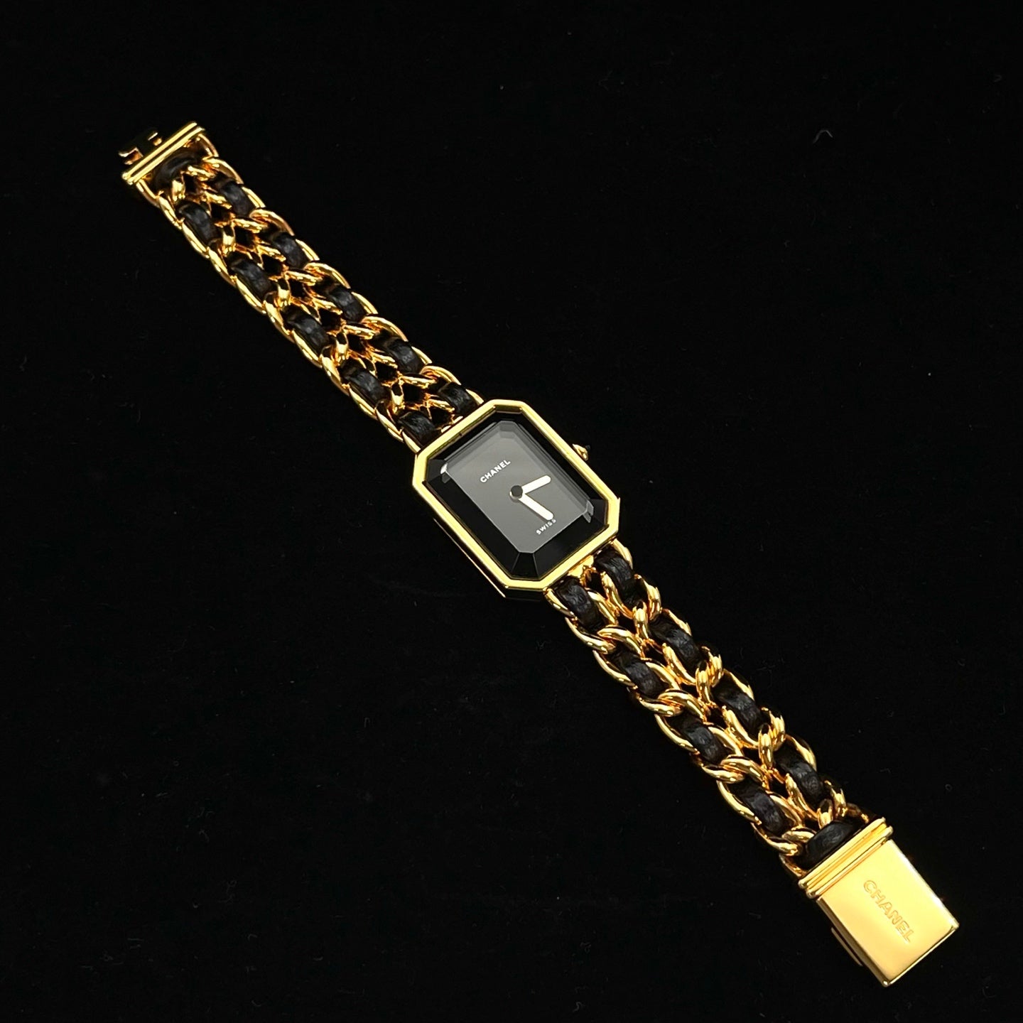 Chanel Premiere Black Dial Gold Chain Watch S Size [Used]