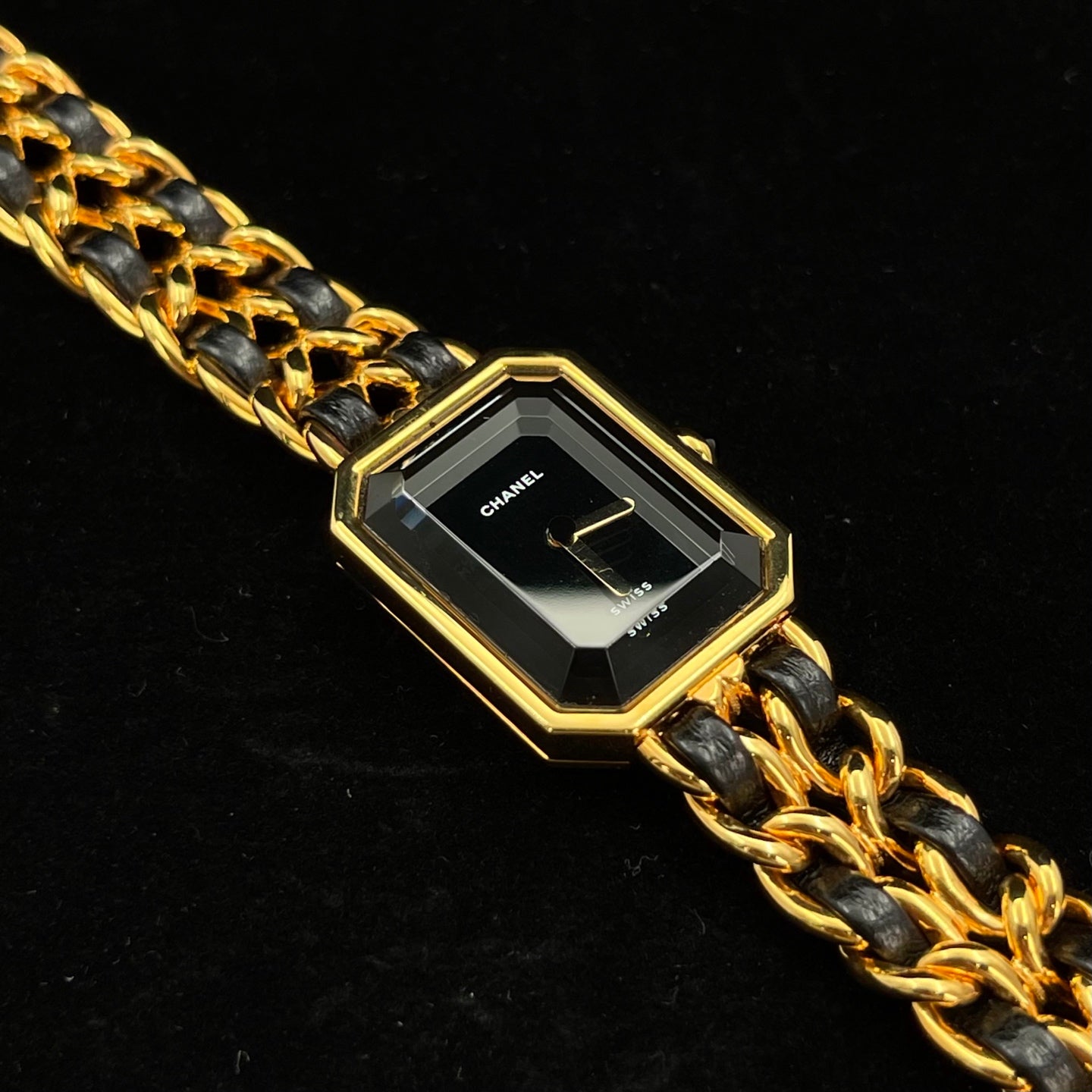 Chanel Premiere Black Dial Gold Chain Watch S Size [Used]