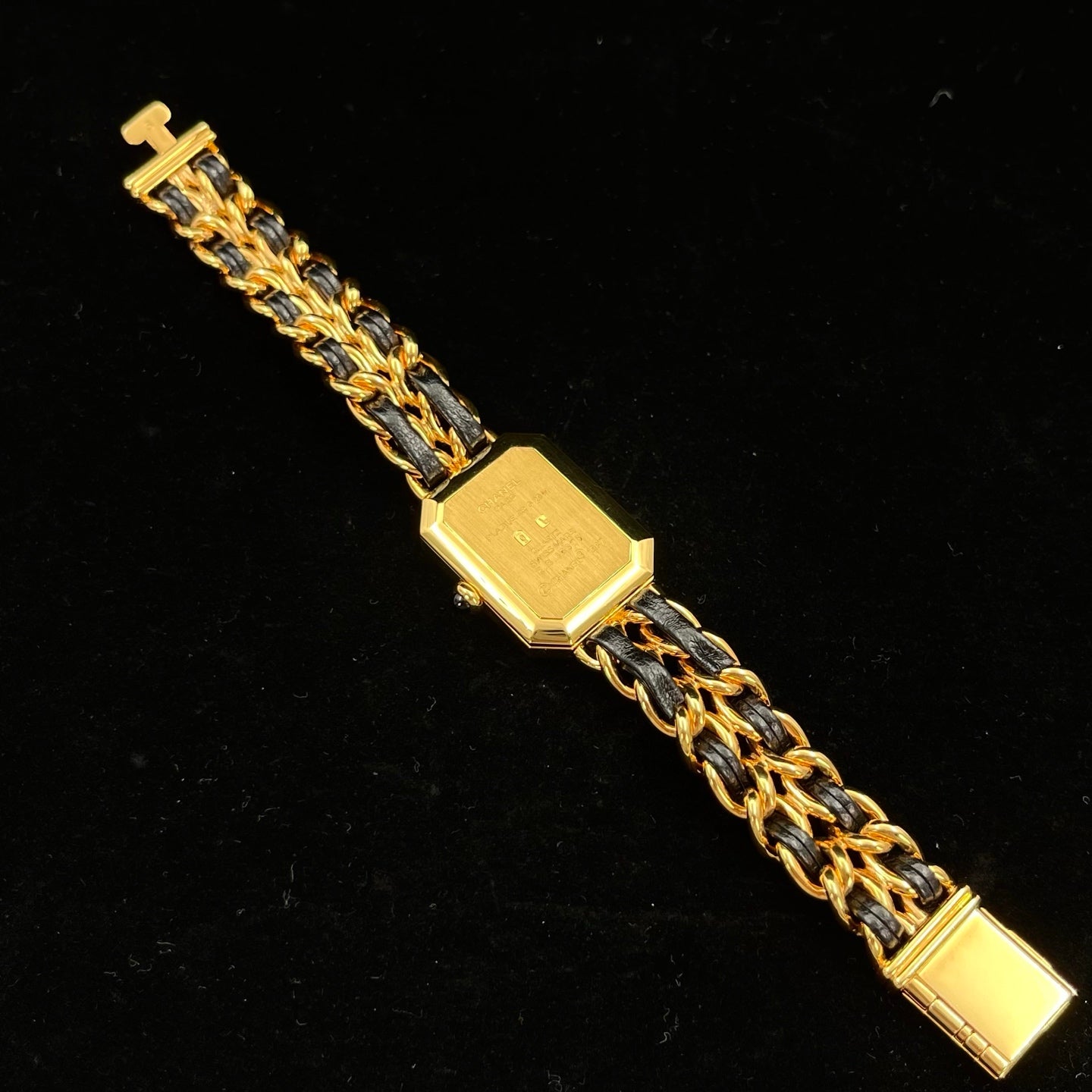 Chanel Premiere Black Dial Gold Chain Watch S Size [Used]