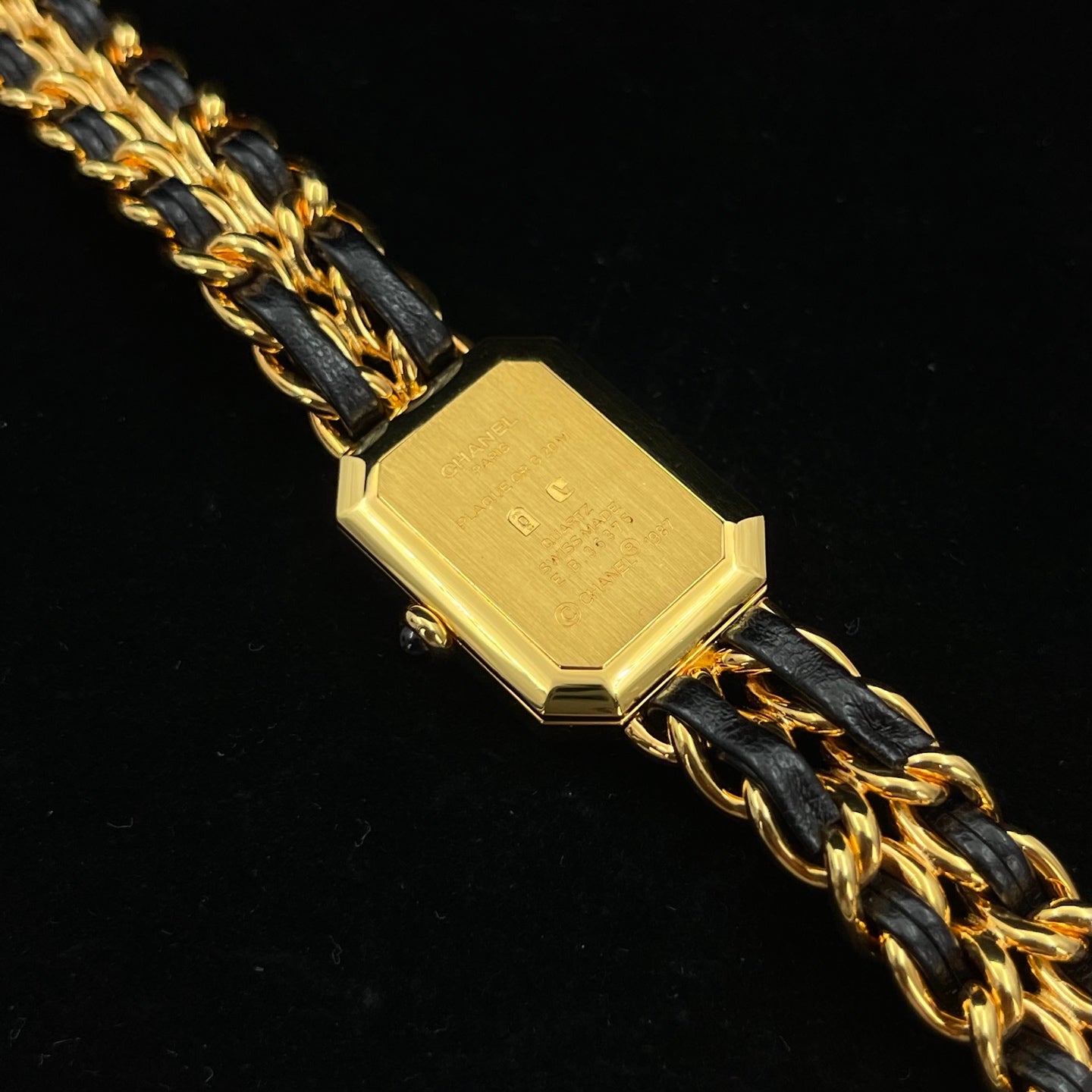 Chanel Premiere Black Dial Gold Chain Watch S Size [Used]