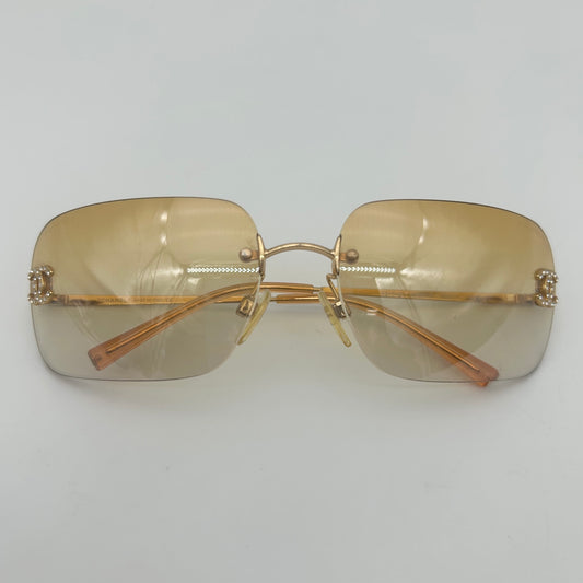 Chanel Rimless Crystal Sunglasses Brown [Used]