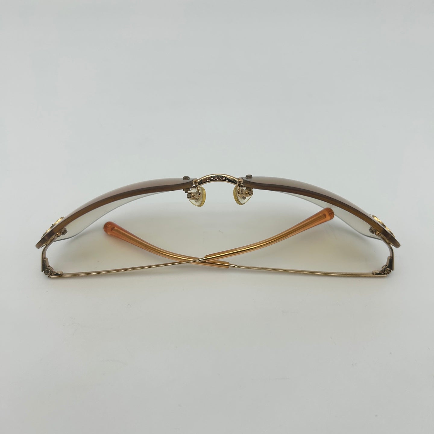 Chanel Rimless Crystal Sunglasses Brown [Used]