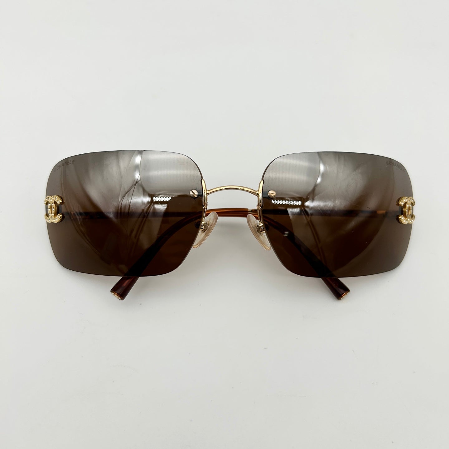 Chanel Rimless Crystal Sunglasses Brown [Used]