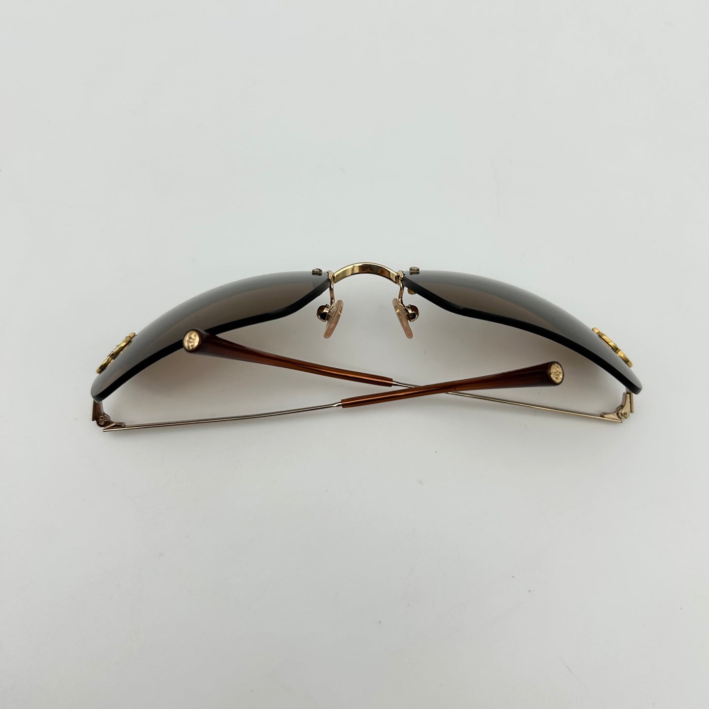 Chanel Rimless Crystal Sunglasses Brown [Used]