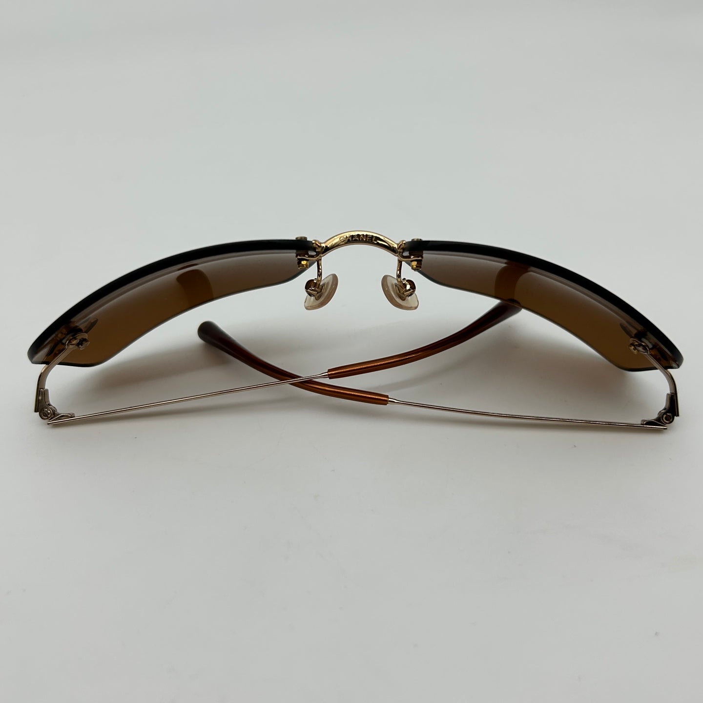 Chanel Rimless Crystal Sunglasses Brown [Used]