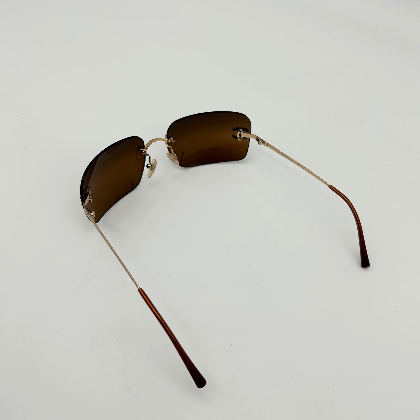 Chanel Rimless Crystal Sunglasses Brown [Used]