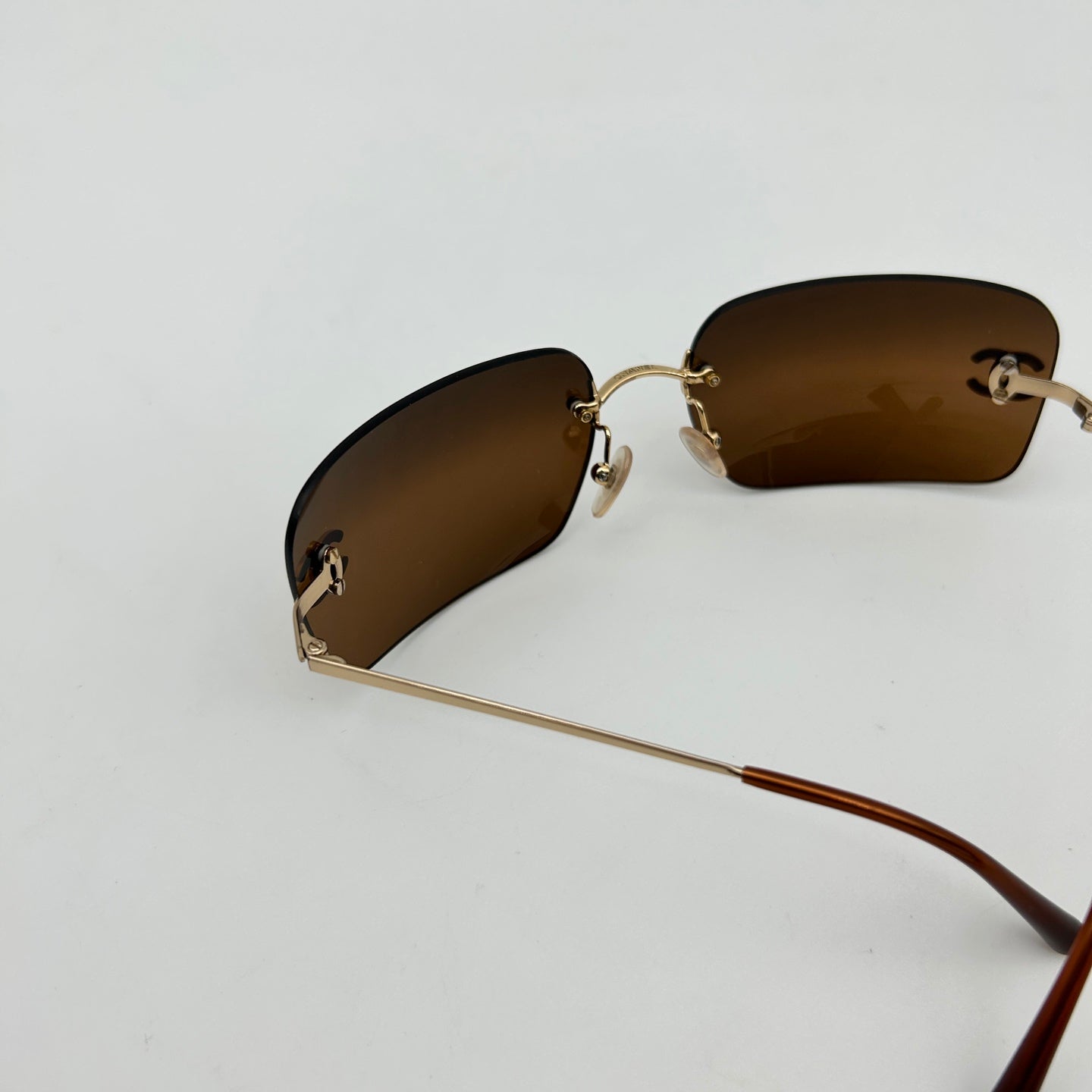Chanel Rimless Crystal Sunglasses Brown [Used]
