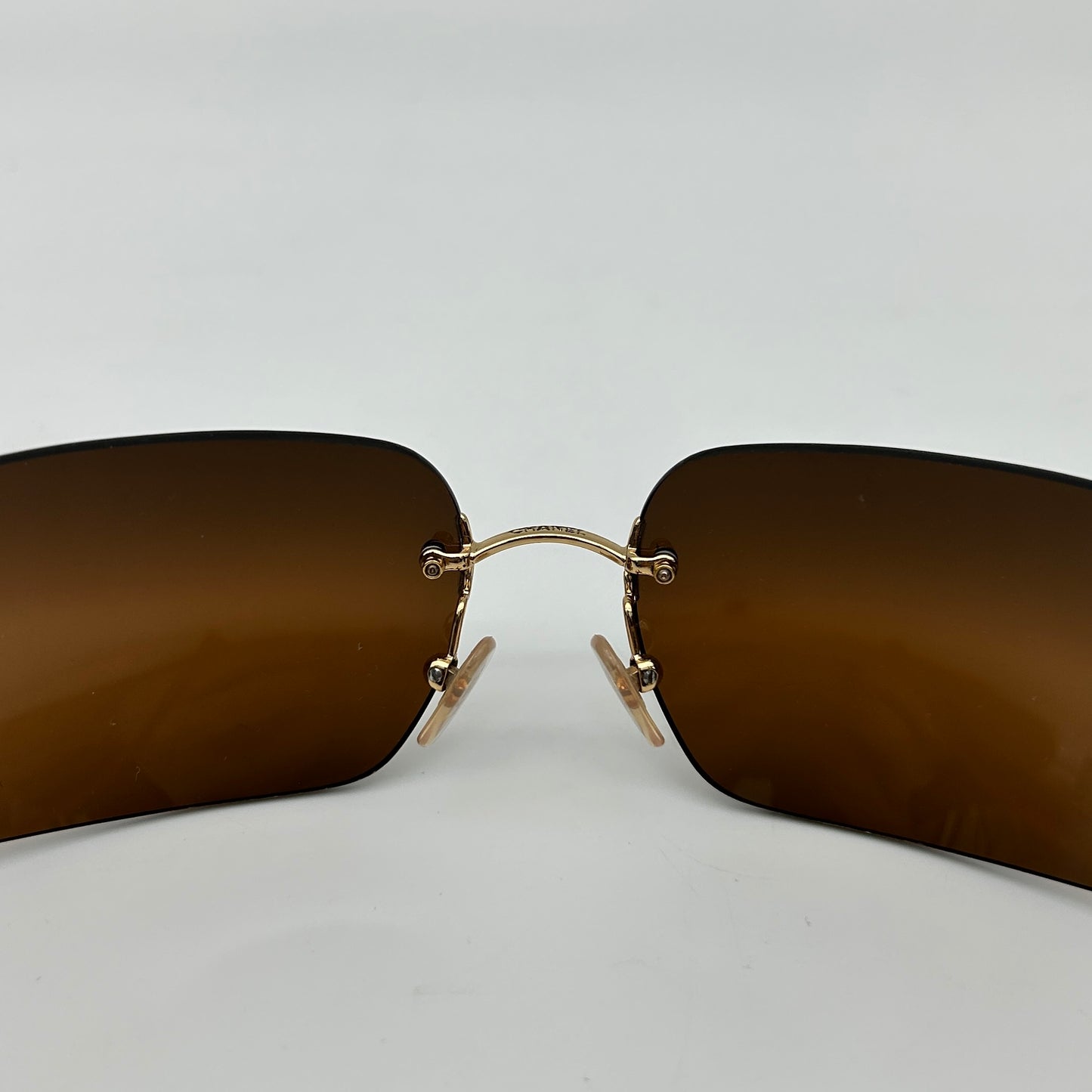 Chanel Rimless Crystal Sunglasses Brown [Used]