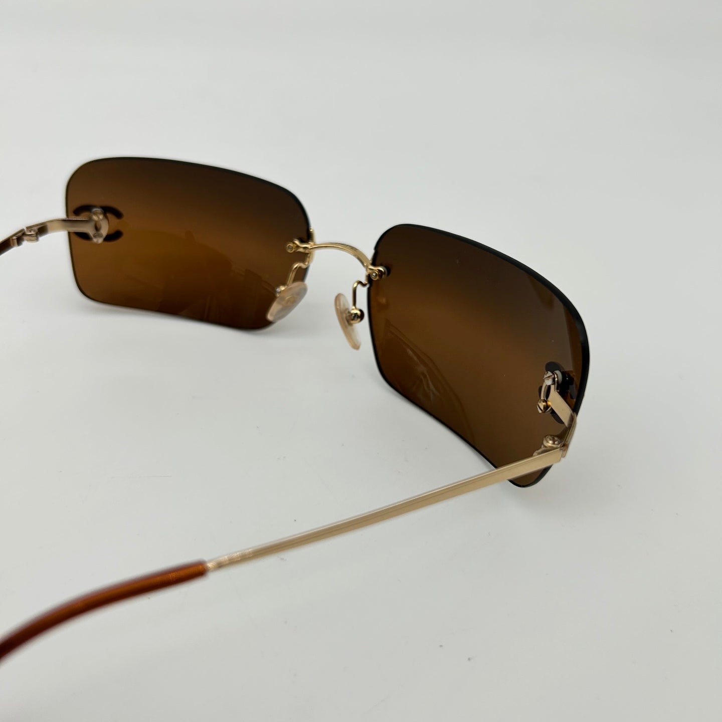 Chanel Rimless Crystal Sunglasses Brown [Used]