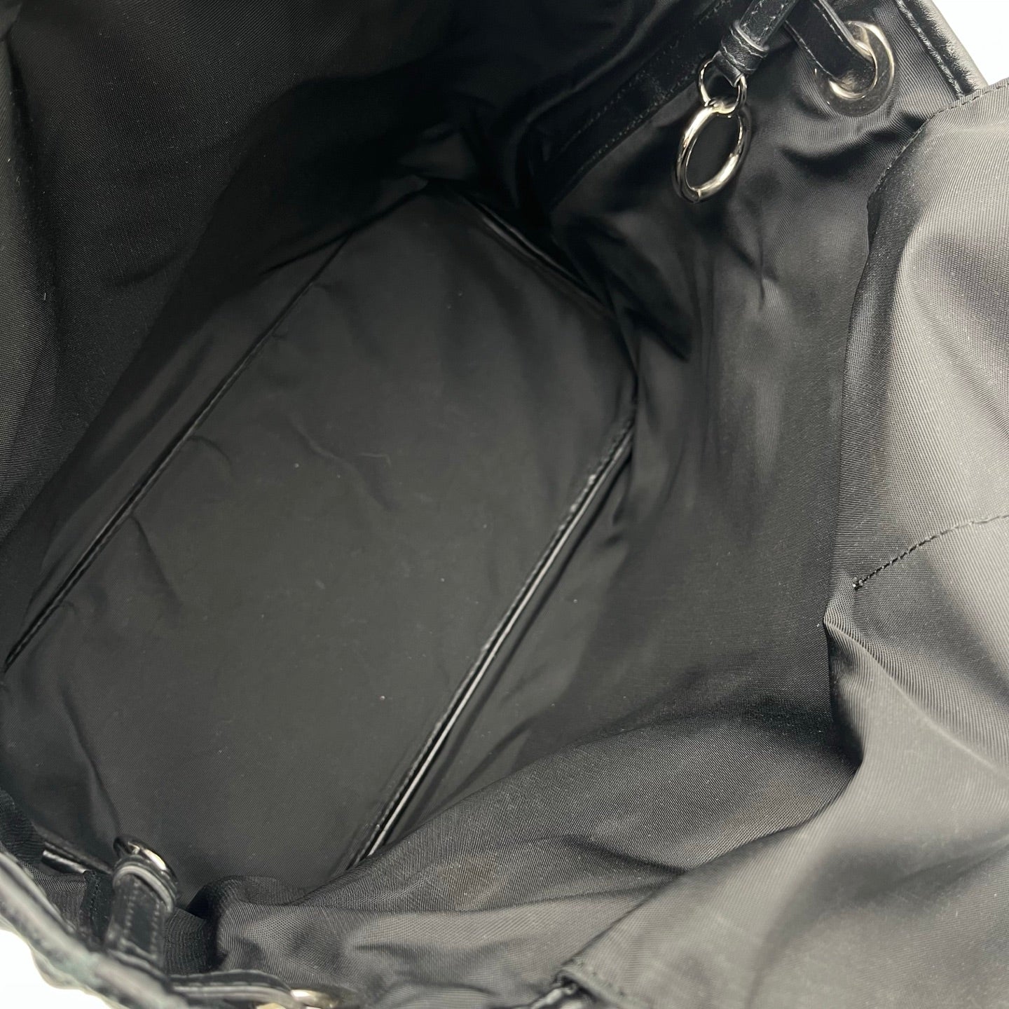 Dior Black Canvas Lady Dior Tote Bag Silver Hardware [Used]