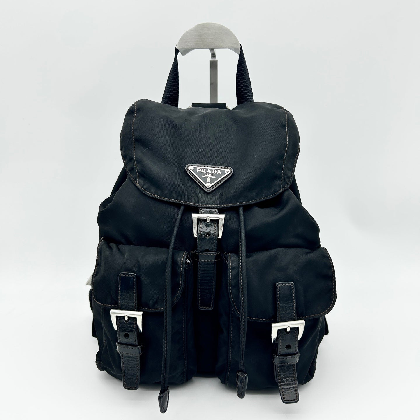 Prada Black Nylon Backpack Small Silver Hardware [Used]