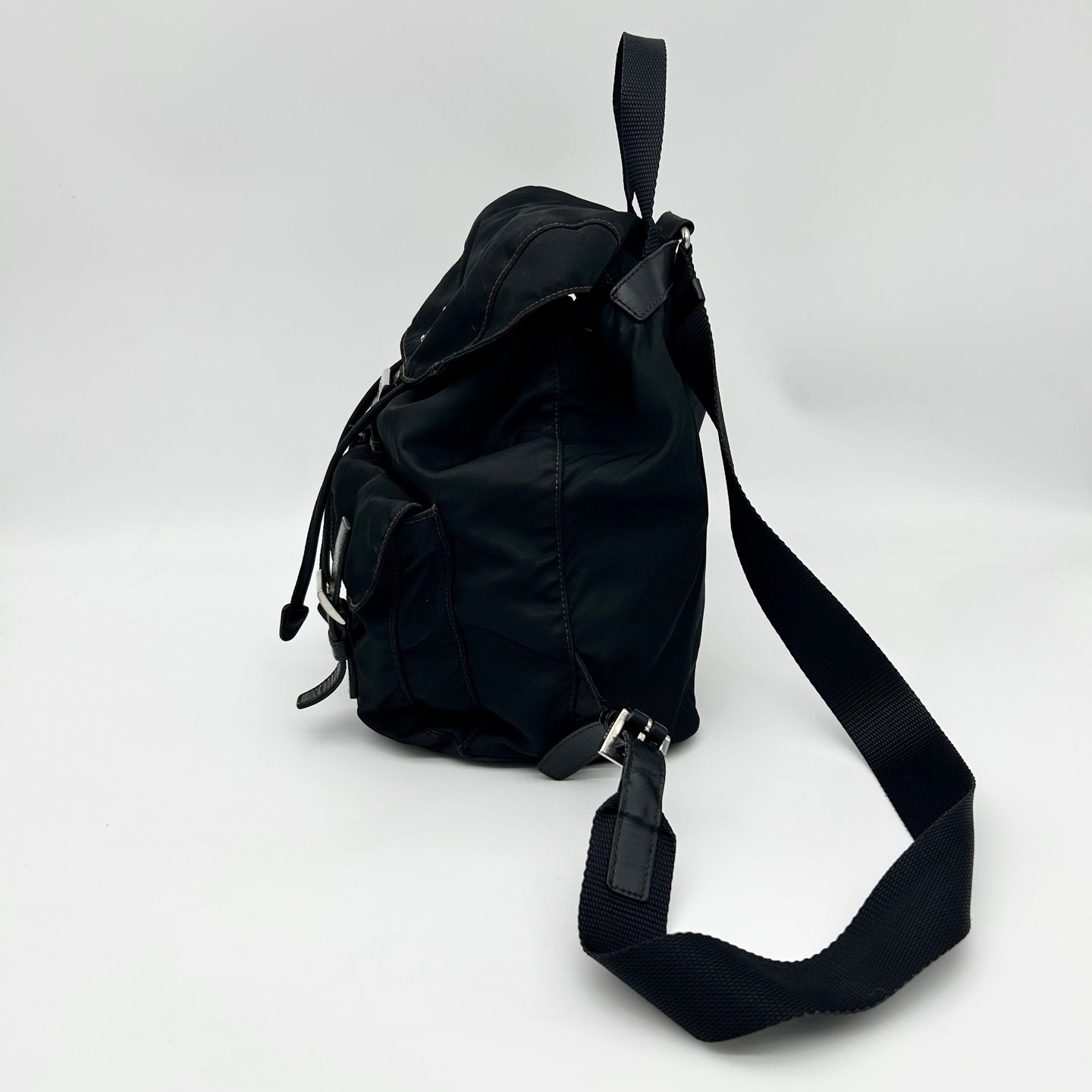 Prada Black Nylon Backpack Small Silver Hardware [Used]