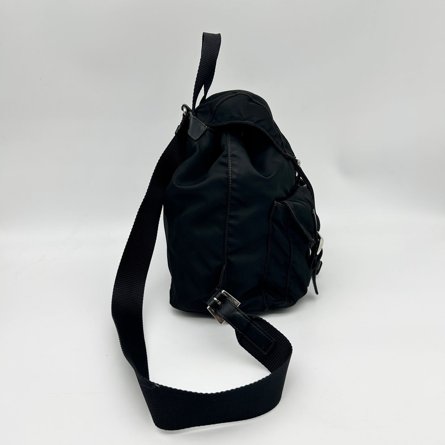 Prada Black Nylon Backpack Small Silver Hardware [Used]