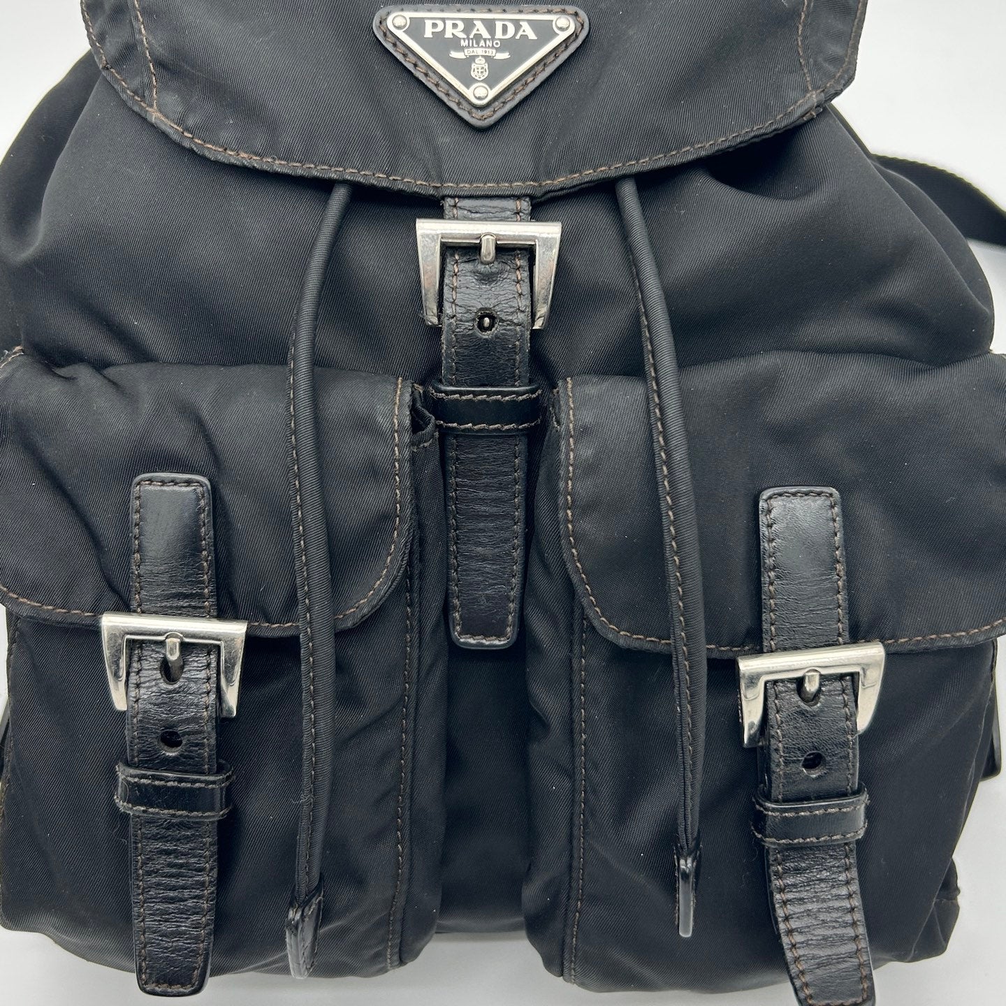 Prada Black Nylon Backpack Small Silver Hardware [Used]