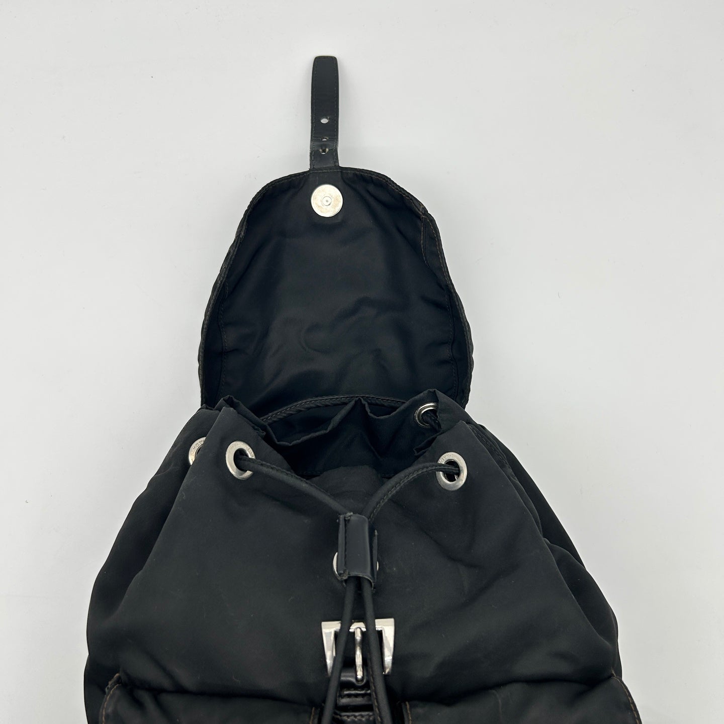 Prada Black Nylon Backpack Small Silver Hardware [Used]