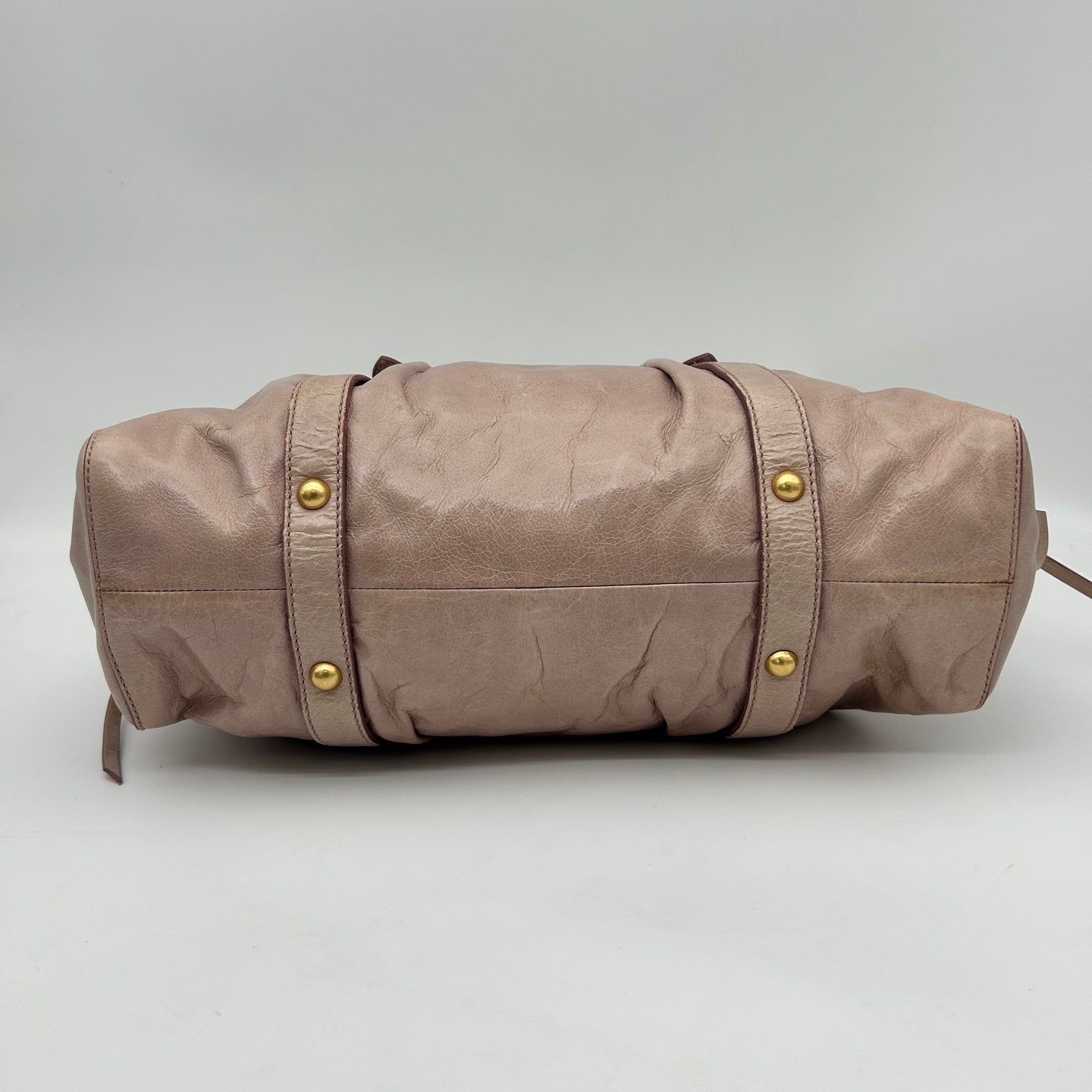 Miu Miu Pink Ruched Leather Motorcycle Tote Bag [Used]