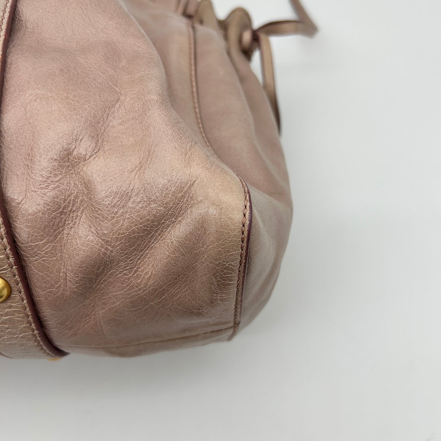 Miu Miu Pink Ruched Leather Motorcycle Tote Bag [Used]