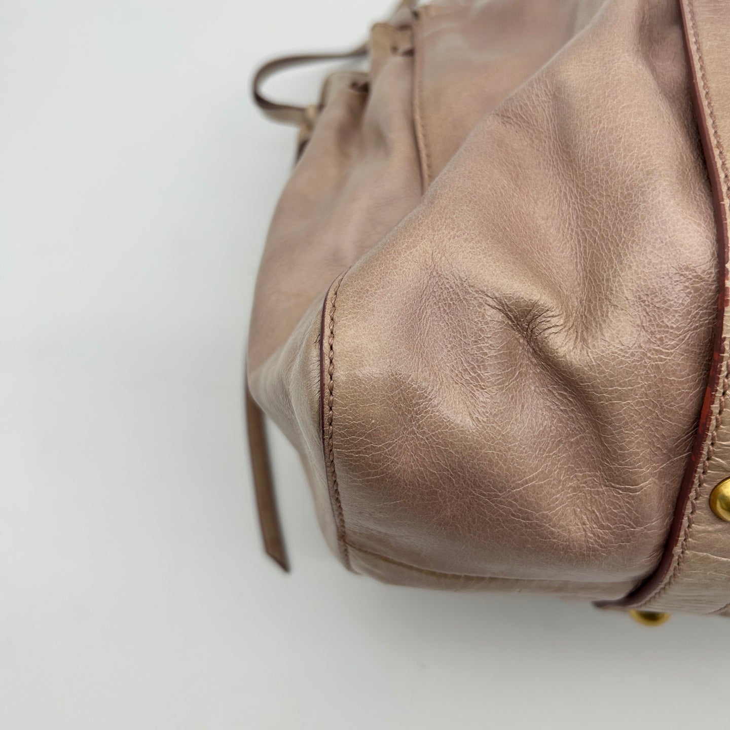 Miu Miu Pink Ruched Leather Motorcycle Tote Bag [Used]