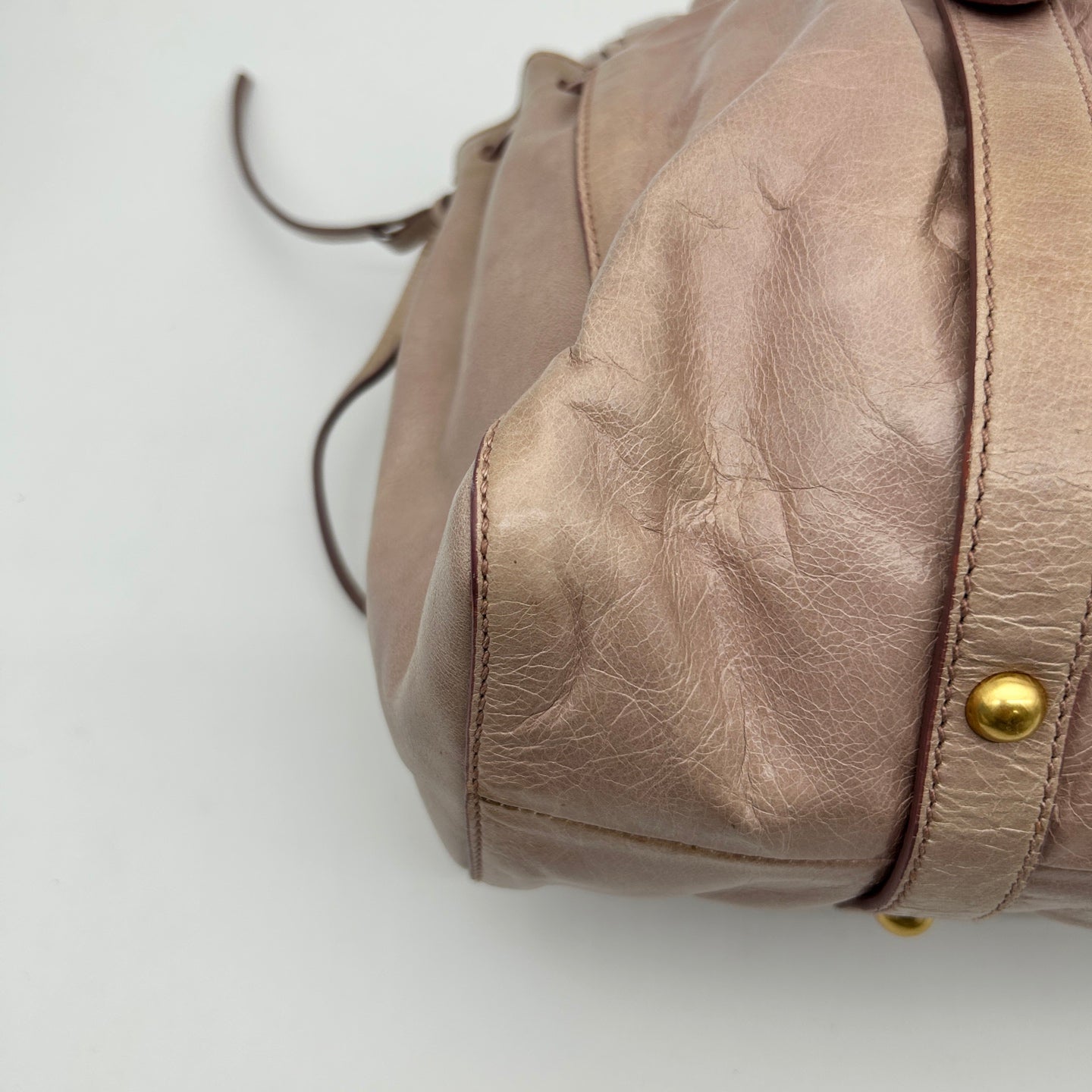 Miu Miu Pink Ruched Leather Motorcycle Tote Bag [Used]