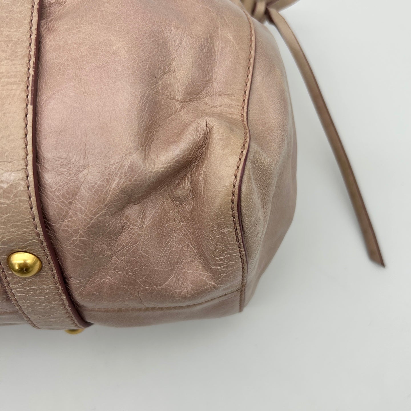 Miu Miu Pink Ruched Leather Motorcycle Tote Bag [Used]