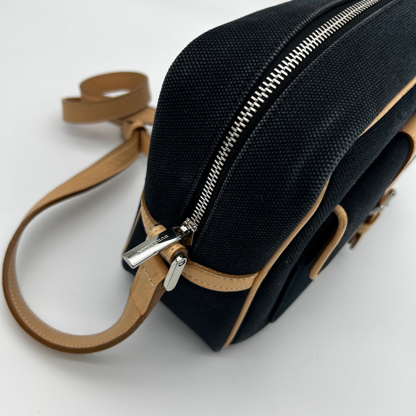 Burberry Black Beige Canvas Leather Camera Bag [Used]