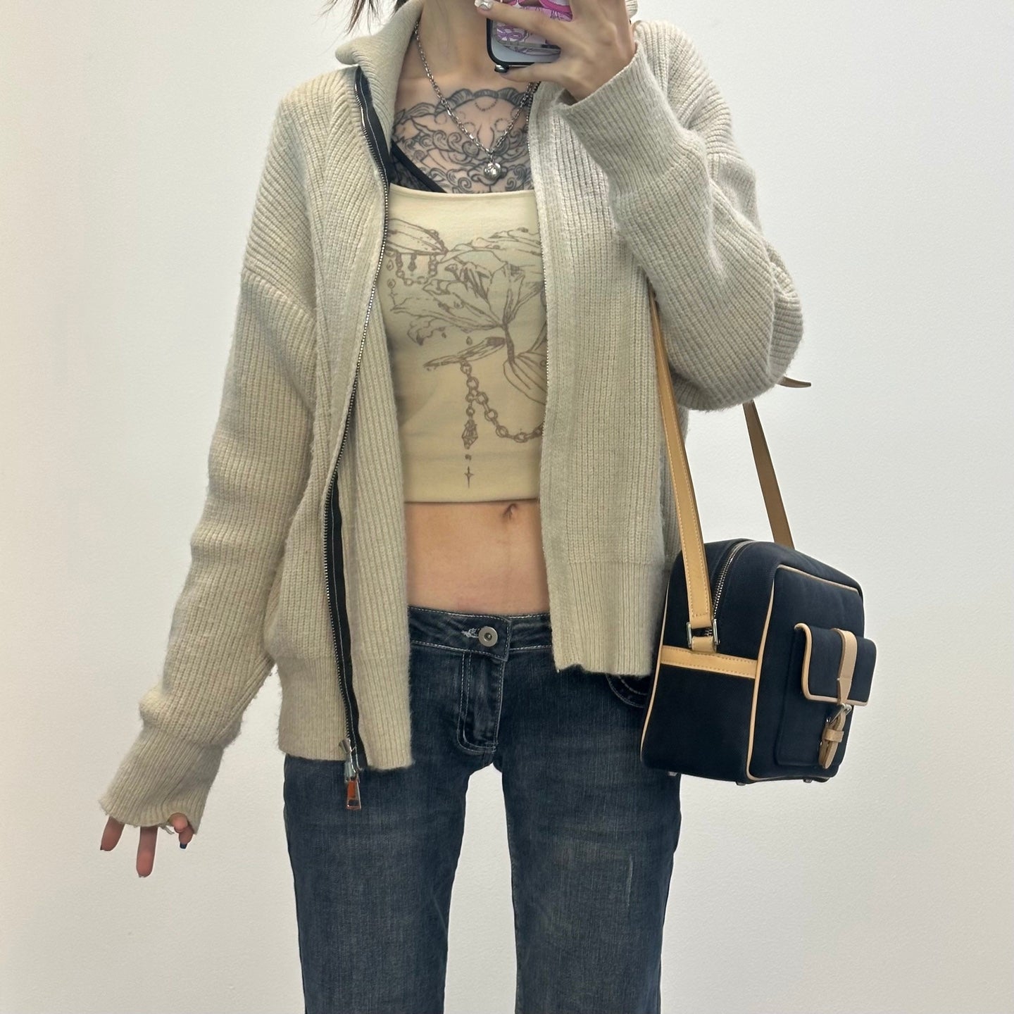Burberry Black Beige Canvas Leather Camera Bag [Used]