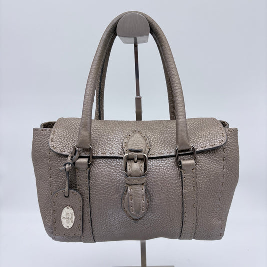 Fendi Selleria Grey Roman Leather Top Handle Bag [Used]