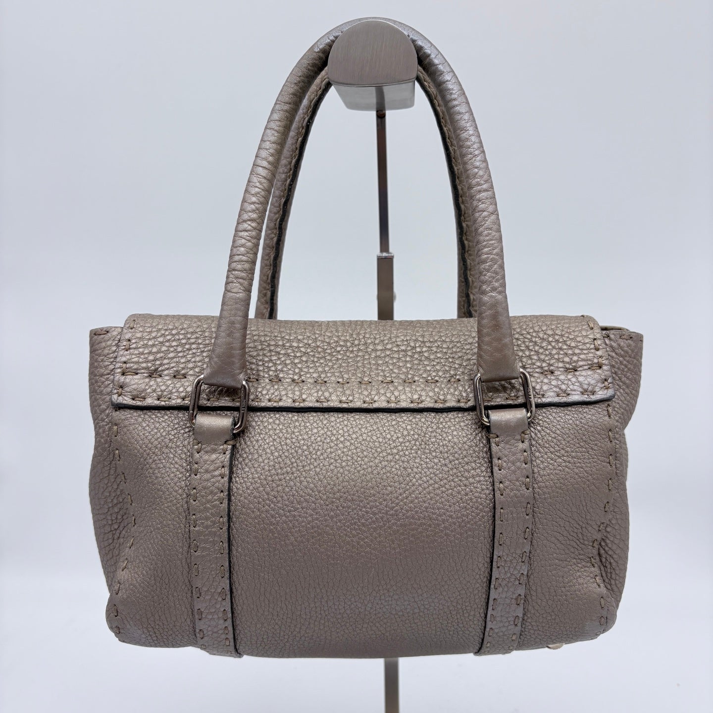 Fendi Selleria Grey Roman Leather Top Handle Bag [Used]