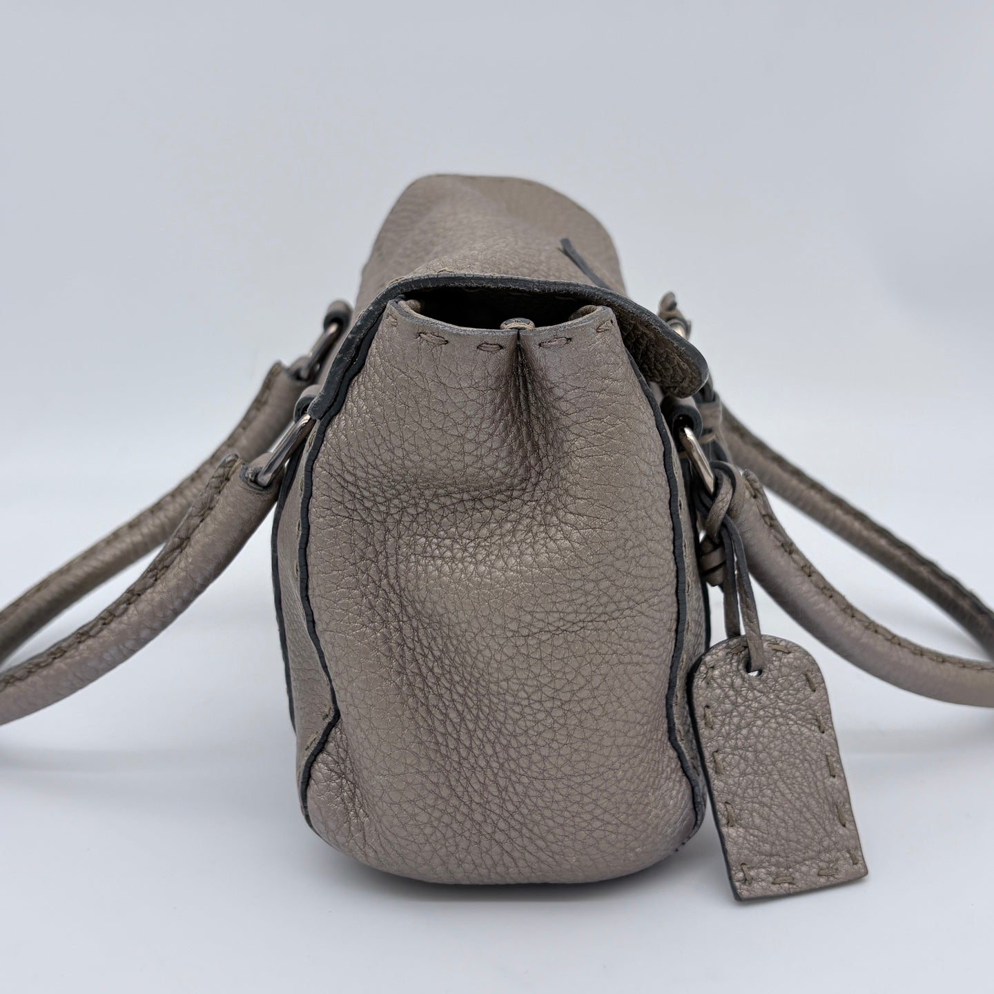 Fendi Selleria Grey Roman Leather Top Handle Bag [Used]