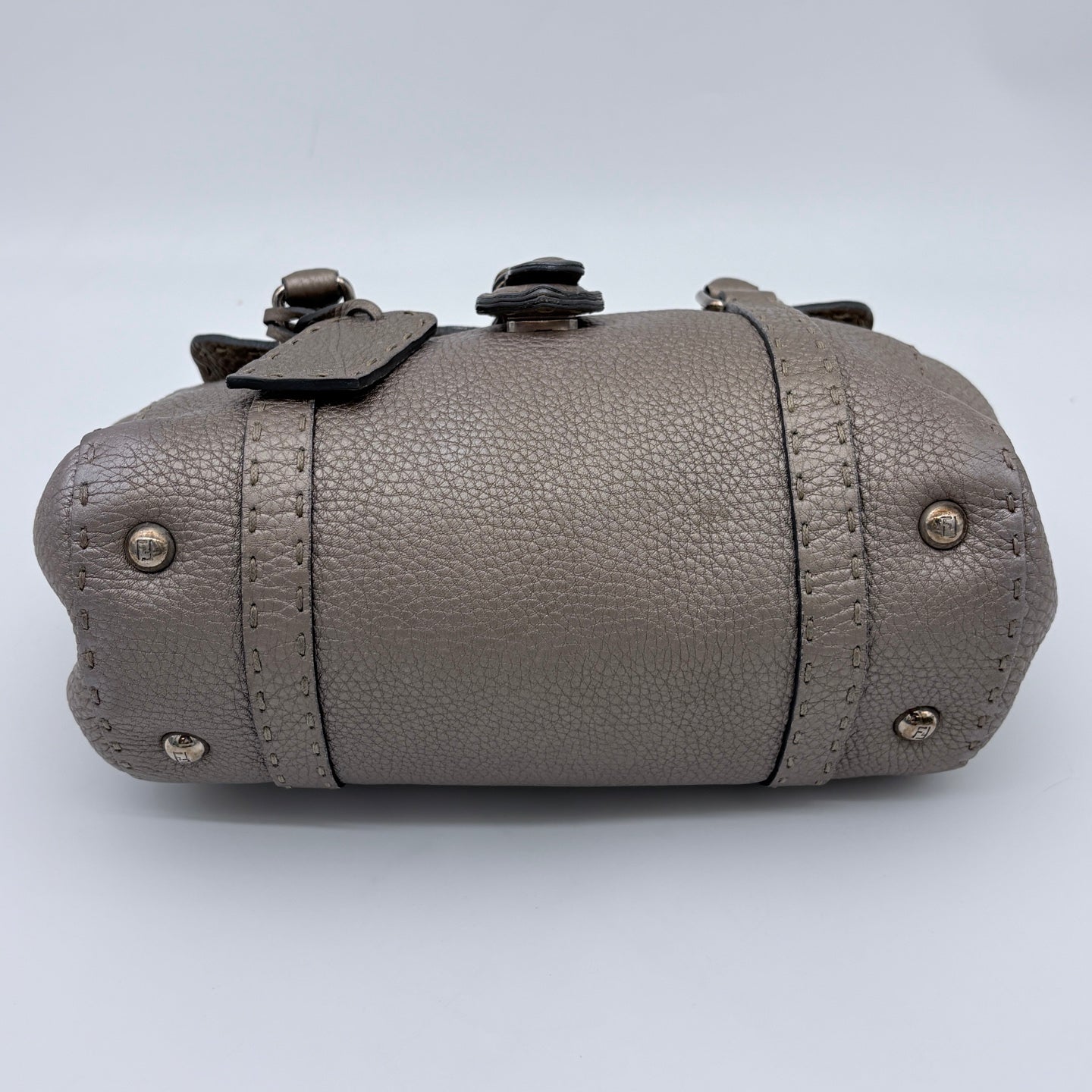 Fendi Selleria Grey Roman Leather Top Handle Bag [Used]