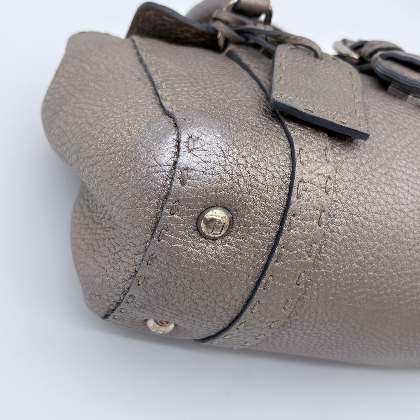 Fendi Selleria Grey Roman Leather Top Handle Bag [Used]
