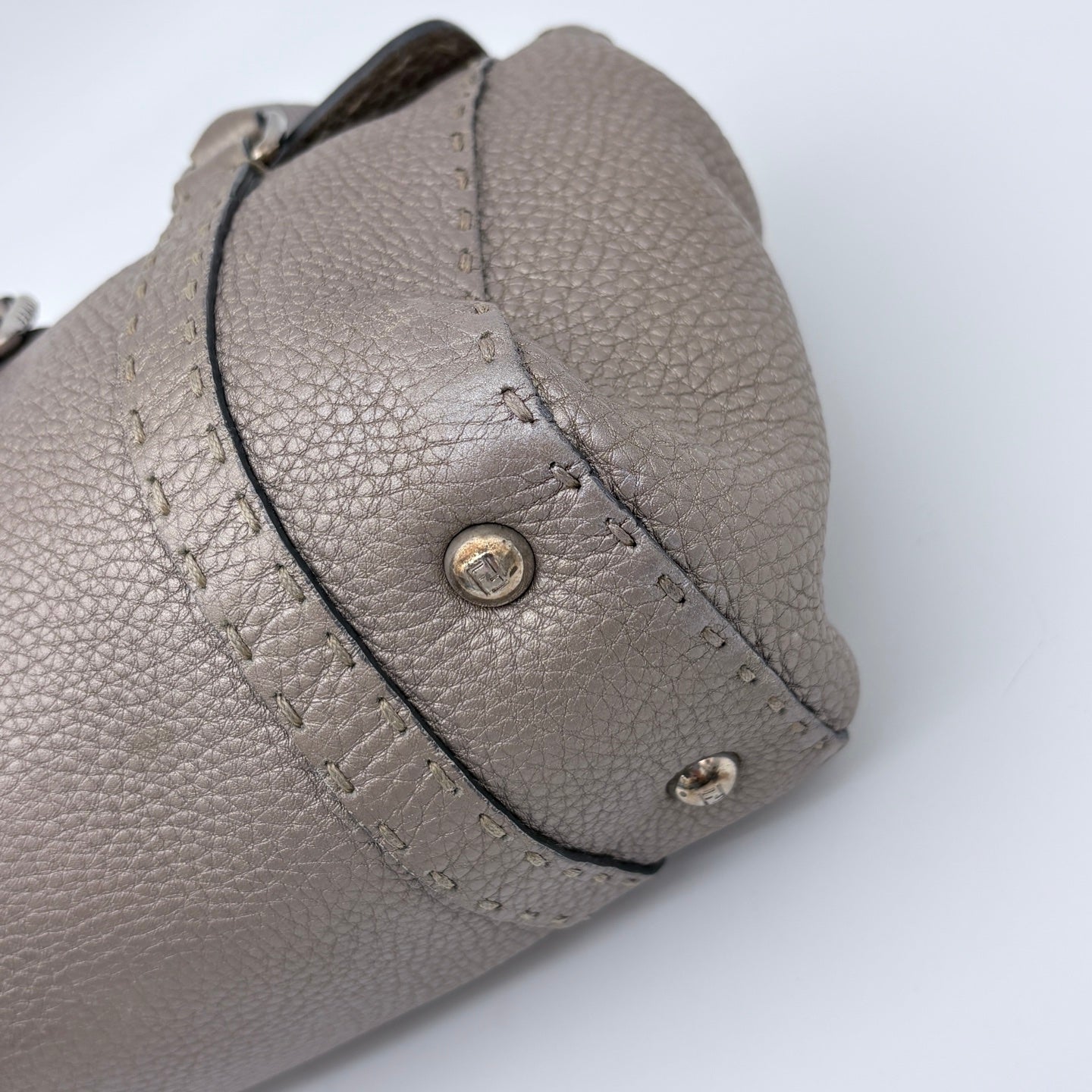 Fendi Selleria Grey Roman Leather Top Handle Bag [Used]